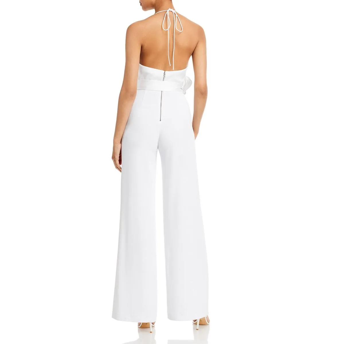 Alice and Olivia Womens Primrose Satin Cowl Neck Jumpsuit