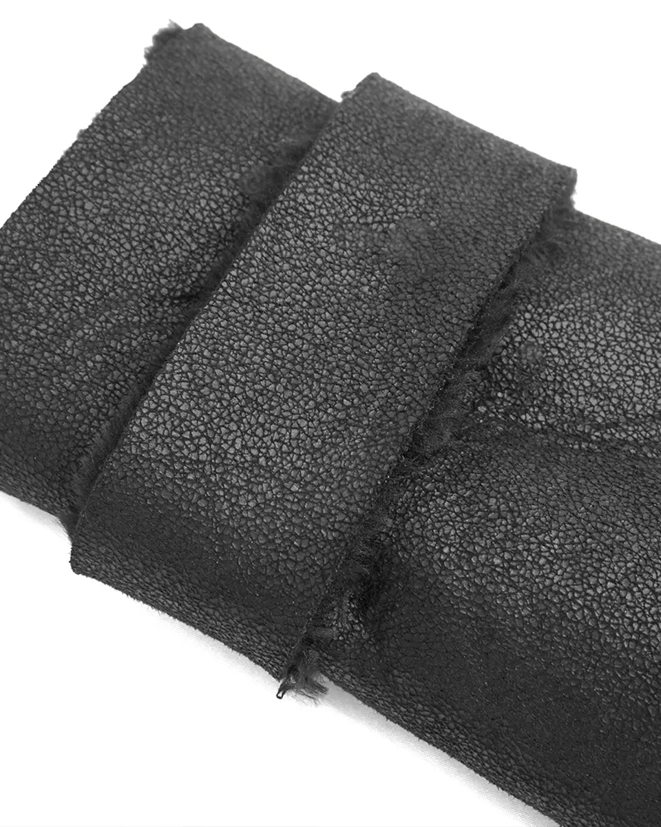 Devil Fashion Mens Dieselpunk Winter Coat Jacket Black Shearling PU Leather Goth