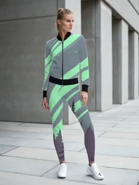 Enchanting Aurora Lights And Forest Print Bomber Jacket With Leggings Co Ord Set