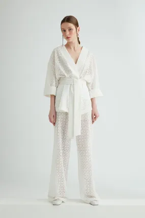 Lace Kimono Style Ecru Jacket