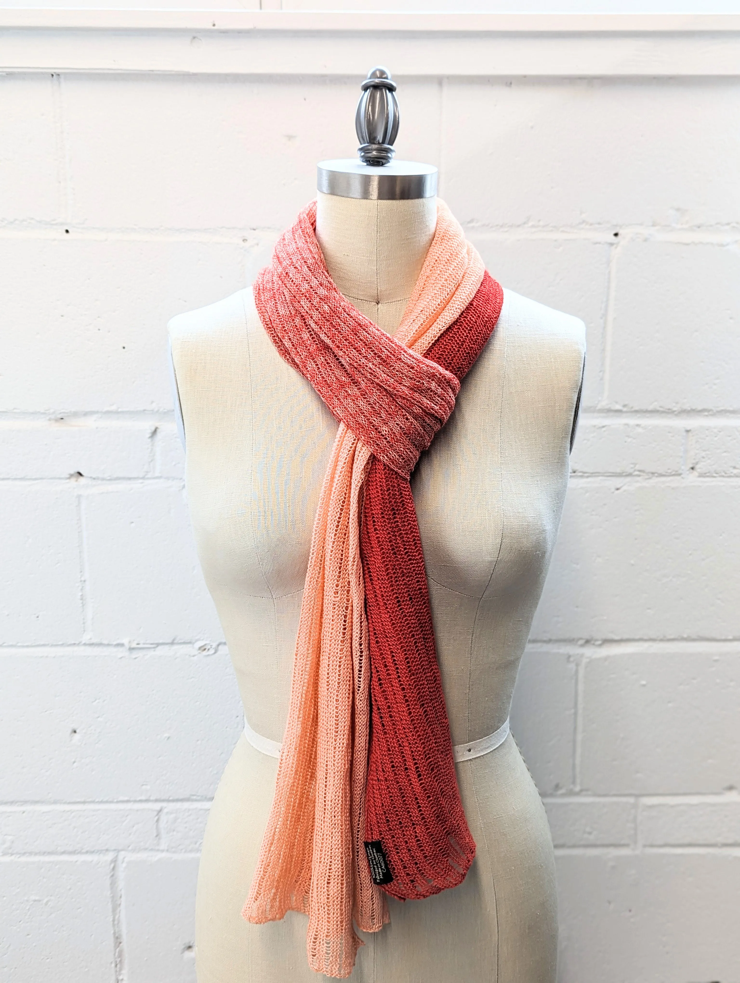 Linen Scarf & Wrap "Bright Red/Peach"