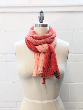 Linen Scarf & Wrap "Bright Red/Peach"