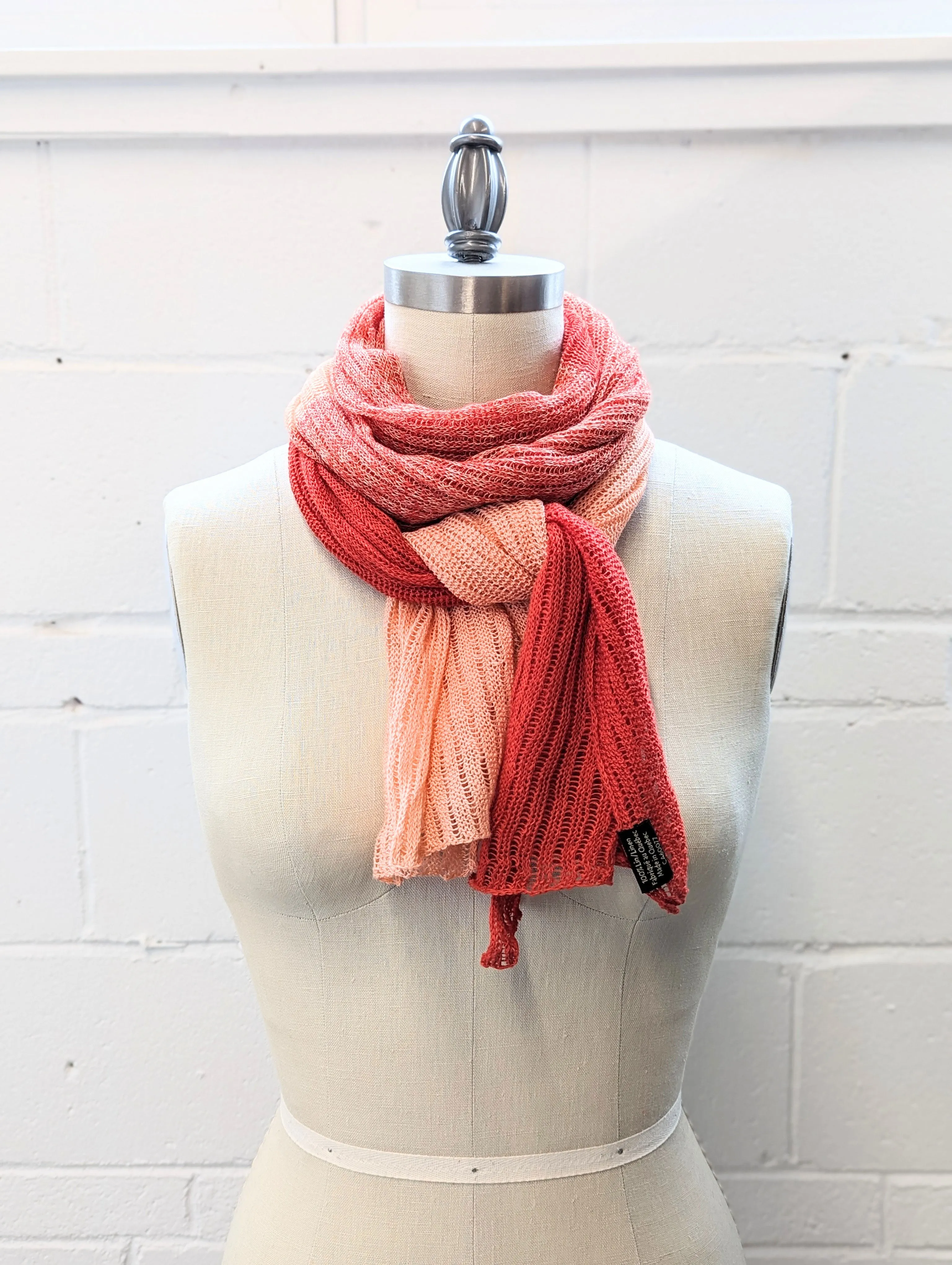 Linen Scarf & Wrap "Bright Red/Peach"