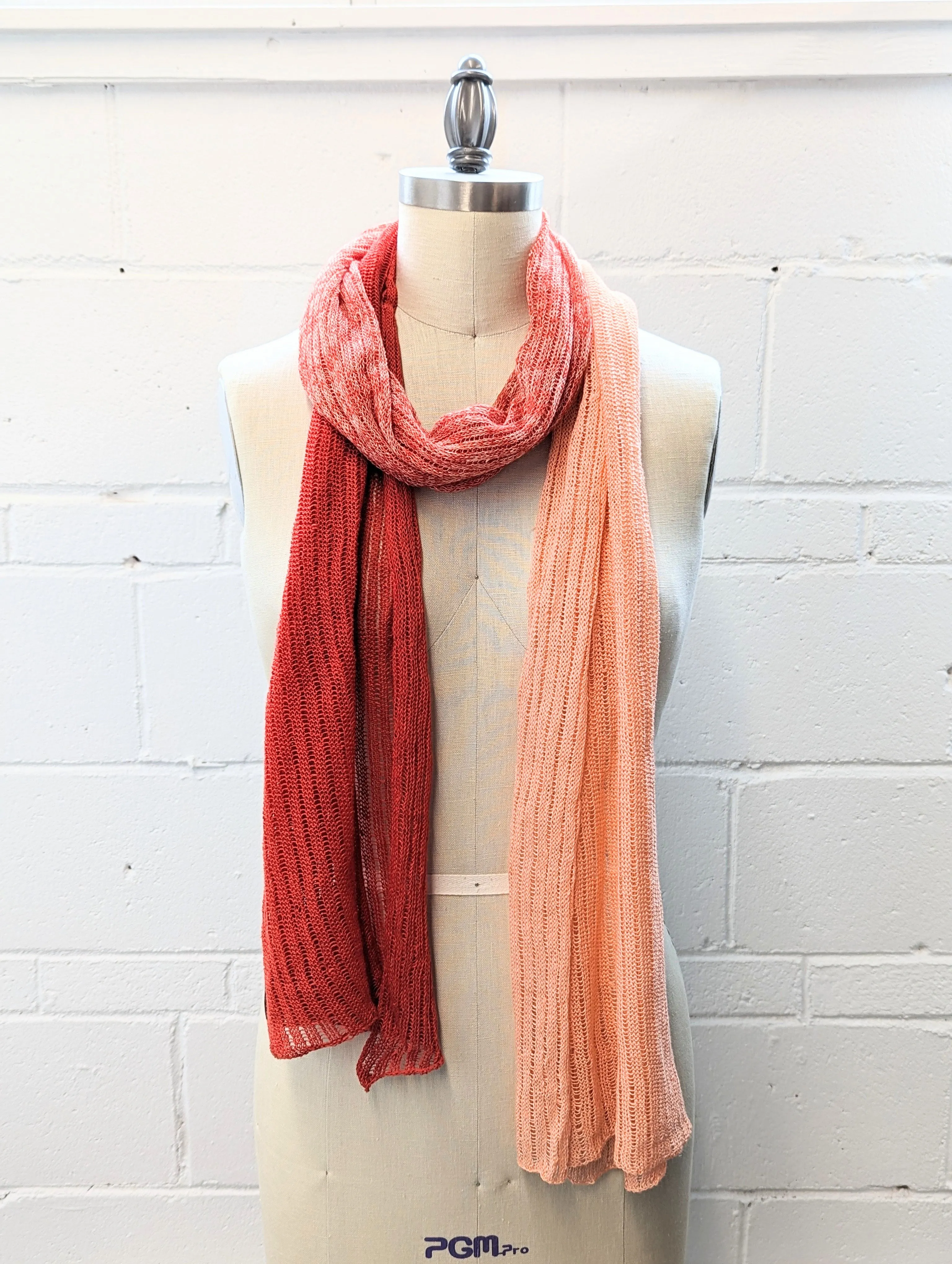 Linen Scarf & Wrap "Bright Red/Peach"