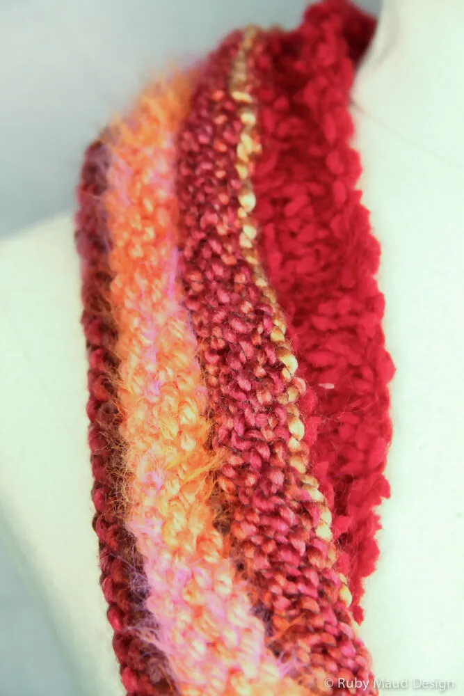 Peach Crumble Infinity Hand Knitted Scarf