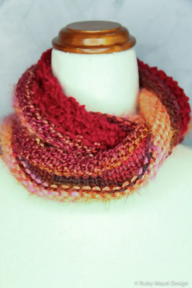 Peach Crumble Infinity Hand Knitted Scarf