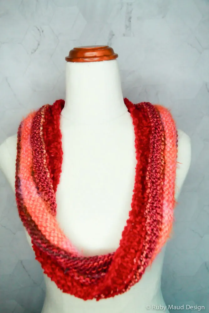 Peach Crumble Infinity Hand Knitted Scarf