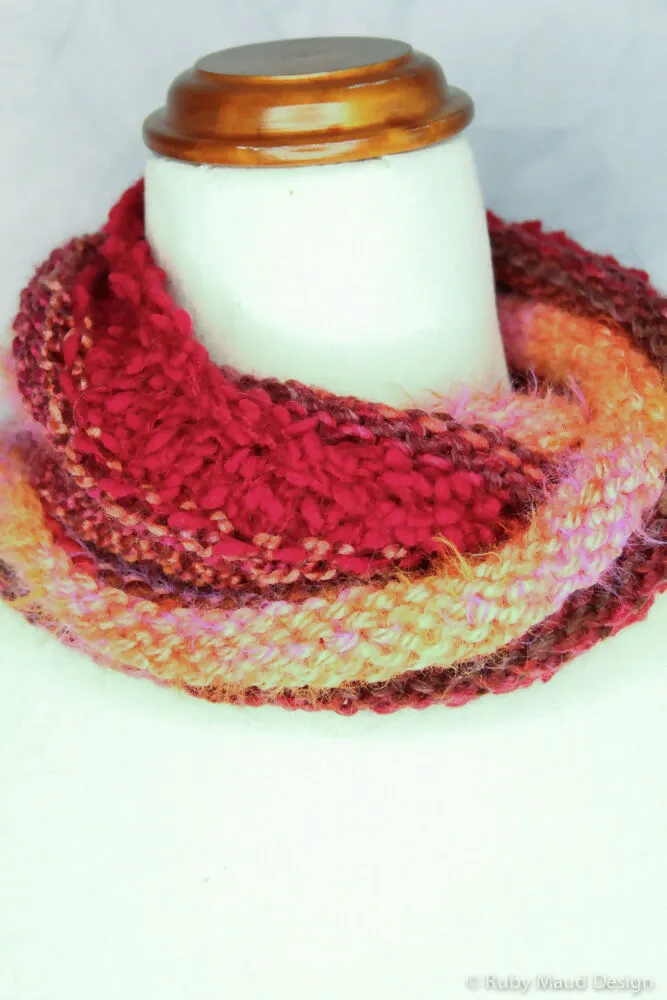 Peach Crumble Infinity Hand Knitted Scarf