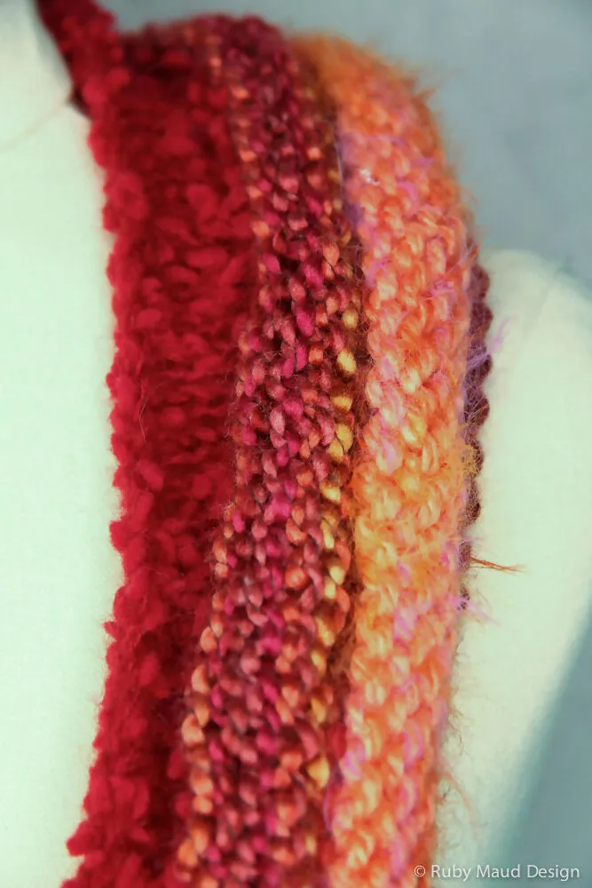 Peach Crumble Infinity Hand Knitted Scarf