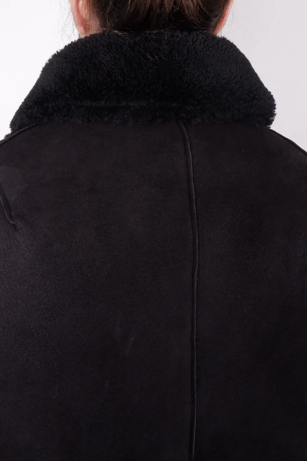 Sheepskin Suede W/ Virgin Wool Inserts Jacket Black