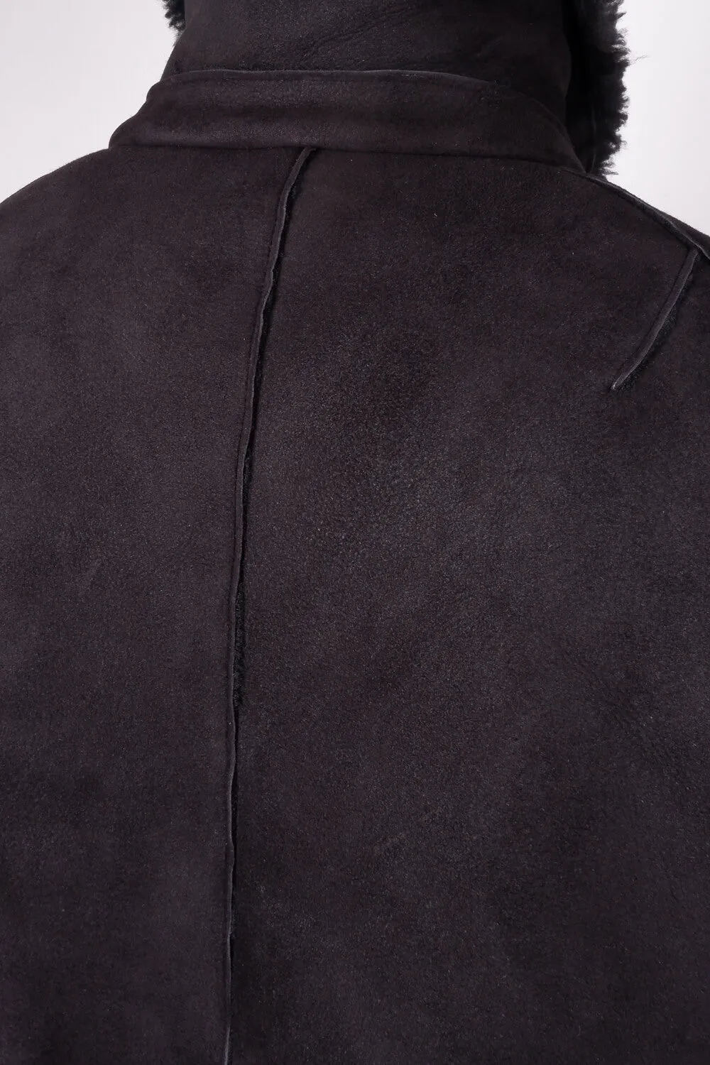 Sheepskin Suede W/ Virgin Wool Inserts Jacket Black