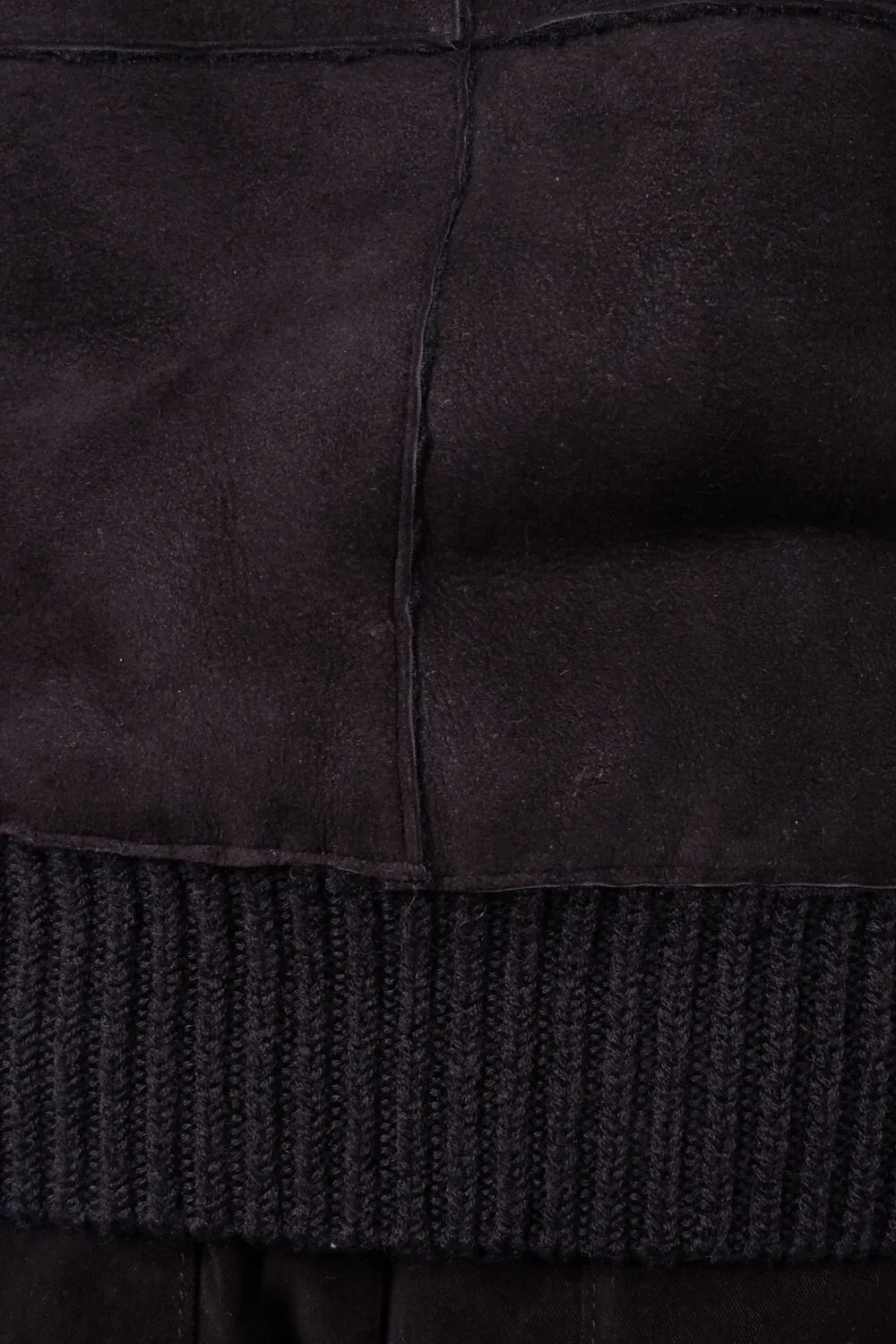 Sheepskin Suede W/ Virgin Wool Inserts Jacket Black