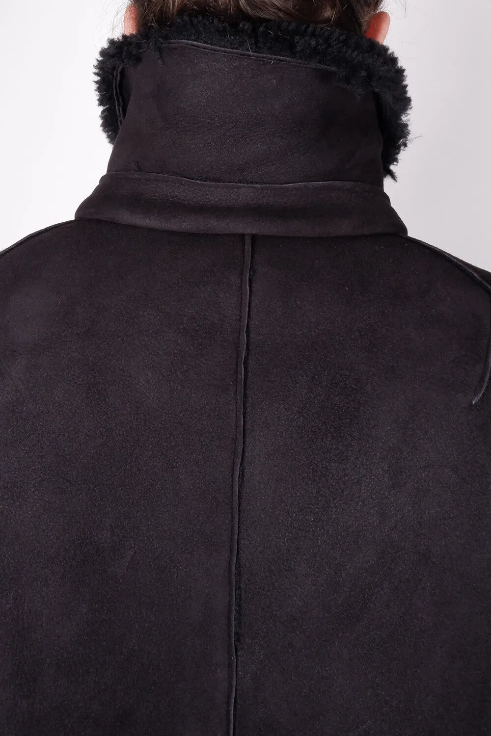 Sheepskin Suede W/ Virgin Wool Inserts Jacket Black