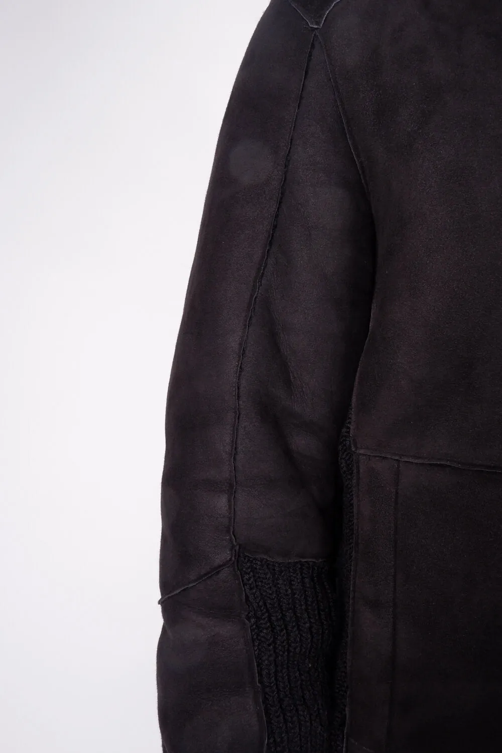 Sheepskin Suede W/ Virgin Wool Inserts Jacket Black
