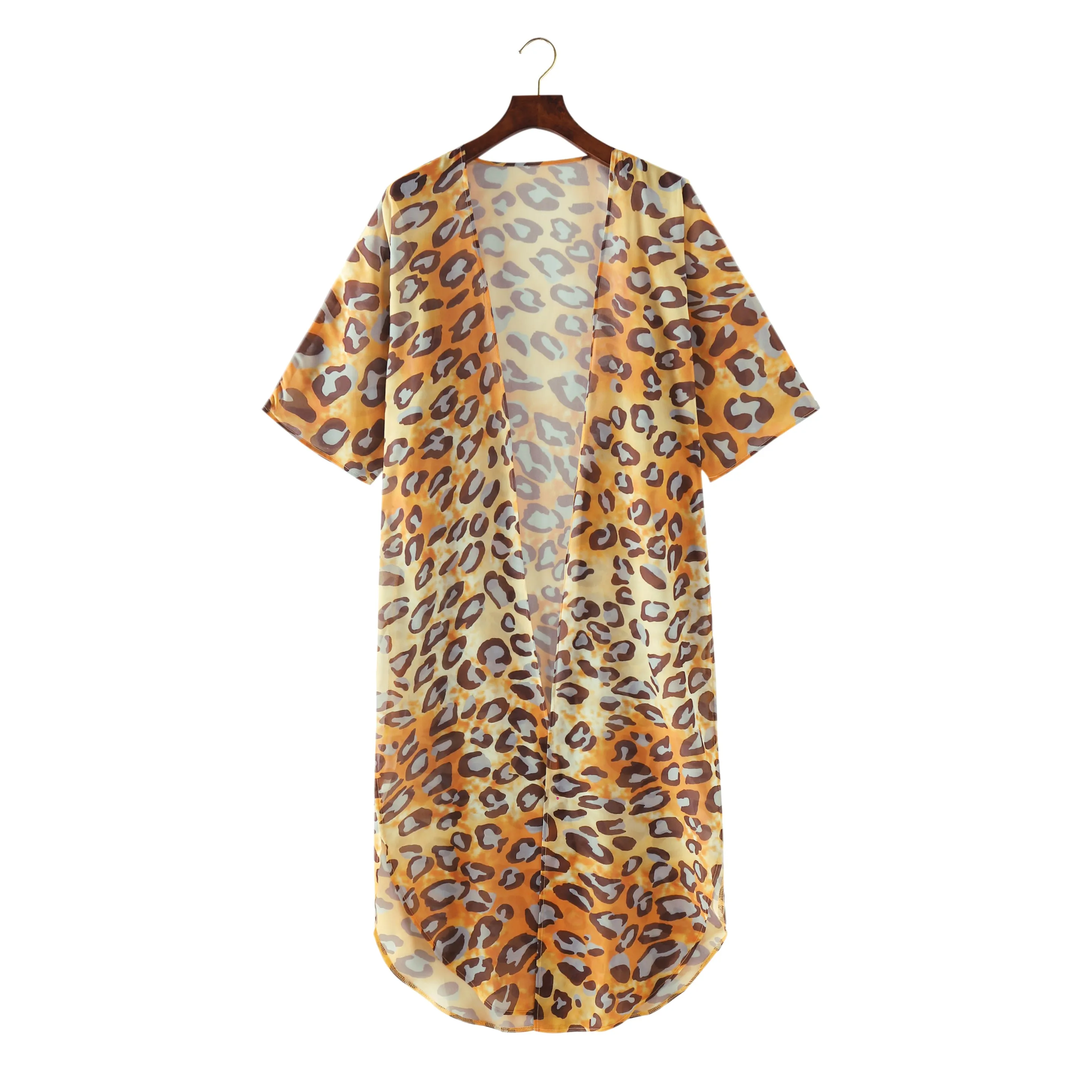 Women's Casual Lace-Up Printed Chiffon Shirts Long Sunscreen Beach Shirts