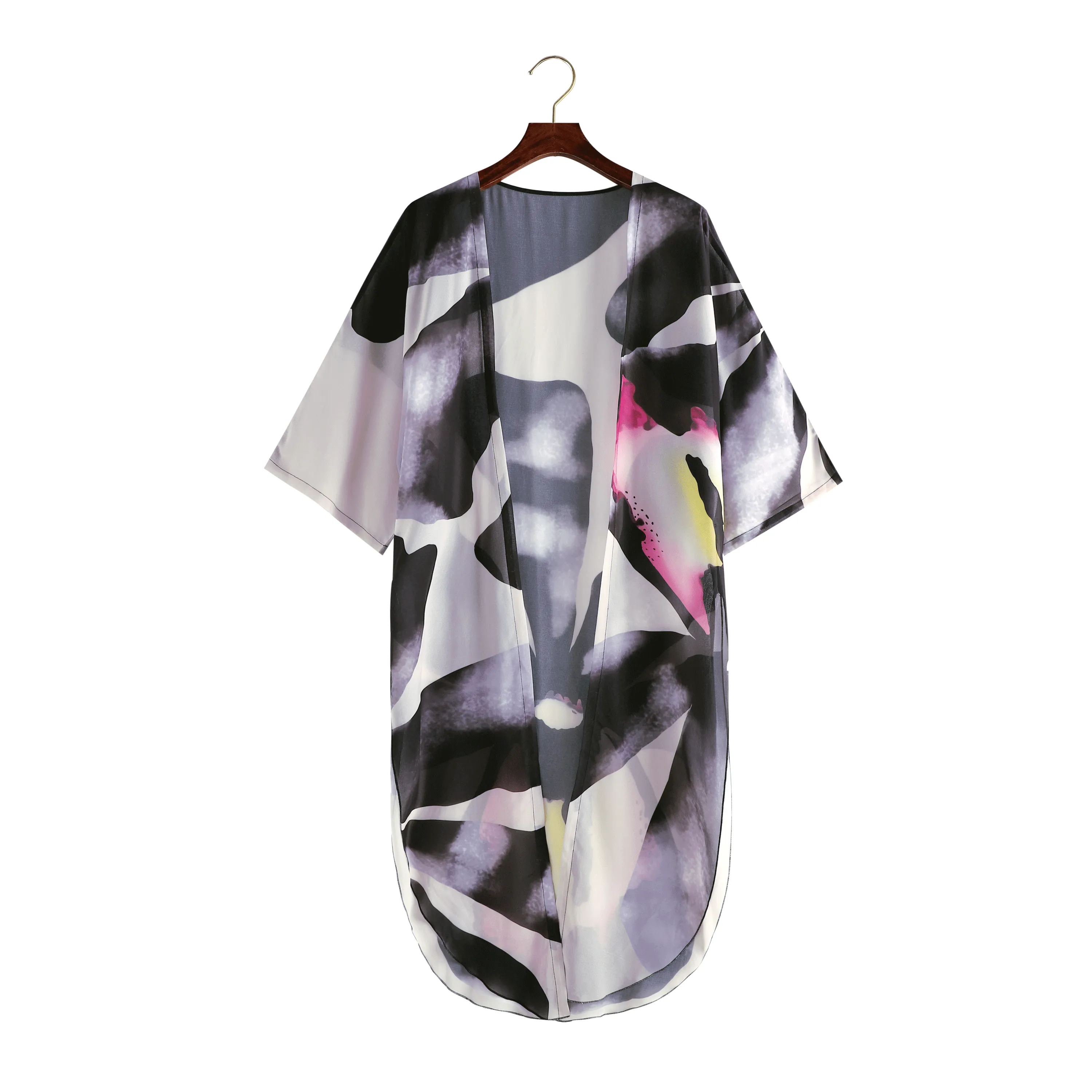 Women's Casual Lace-Up Printed Chiffon Shirts Long Sunscreen Beach Shirts