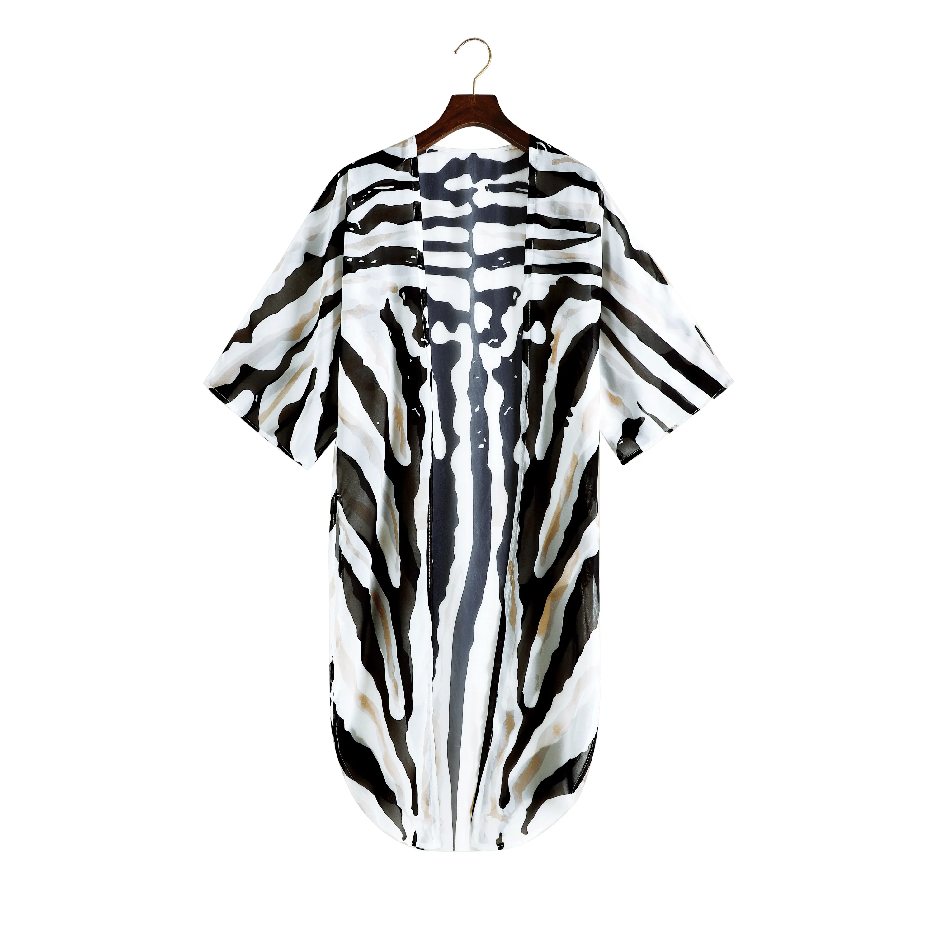 Women's Casual Lace-Up Printed Chiffon Shirts Long Sunscreen Beach Shirts
